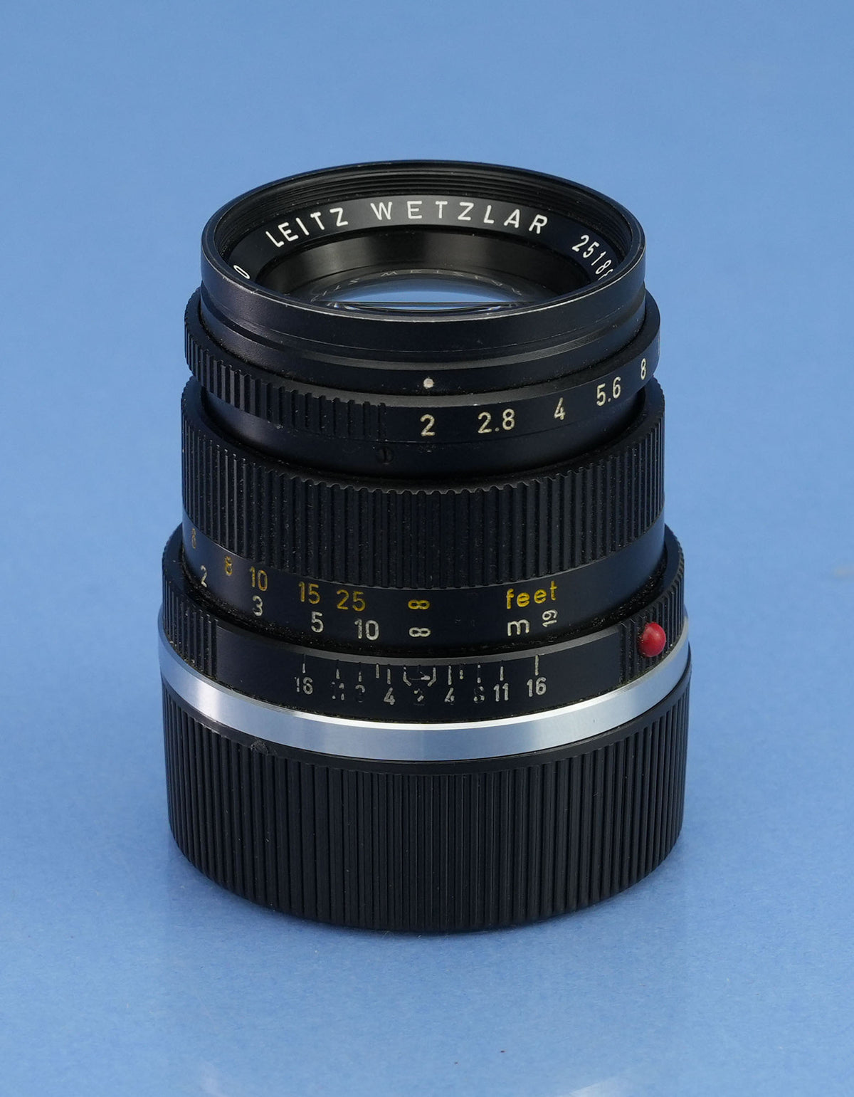 LEICA LEITZ 50MM SUMMICRON M F2 11817 3RD VERSION BLACK LENS +12585 SHADE +CAPS
