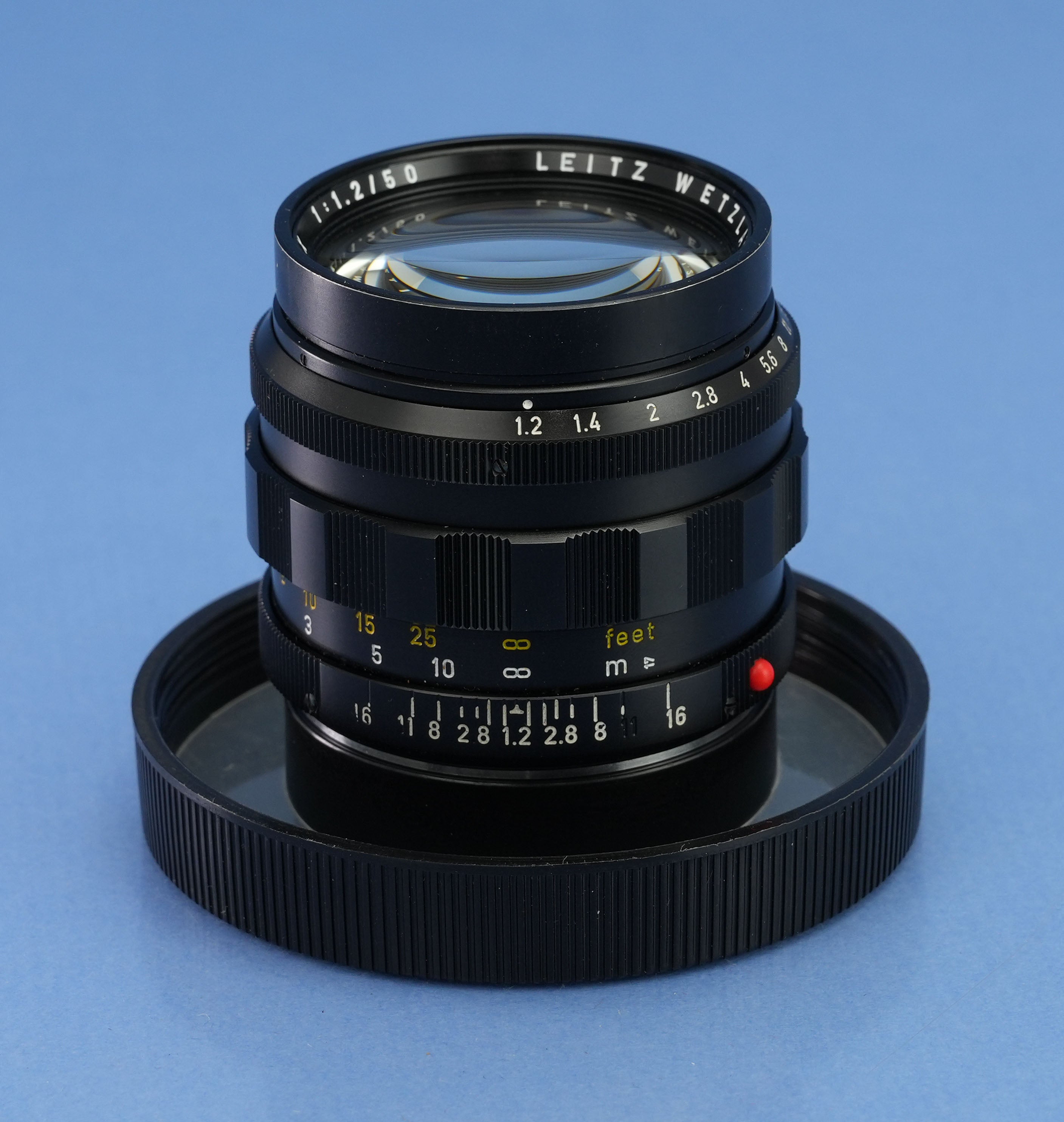 LEICA LEITZ 11820 50MM NOCTILUX F1.2 VINTAGE M LENS +12503 SHADE +CAP +BOX MINT!