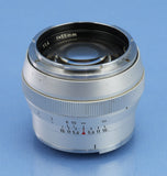 CONTAREX ZEISS PLANAR 55MM F1.4 CHROME SLR CAMERA LENS +CAPS +HARD CASE NICE!