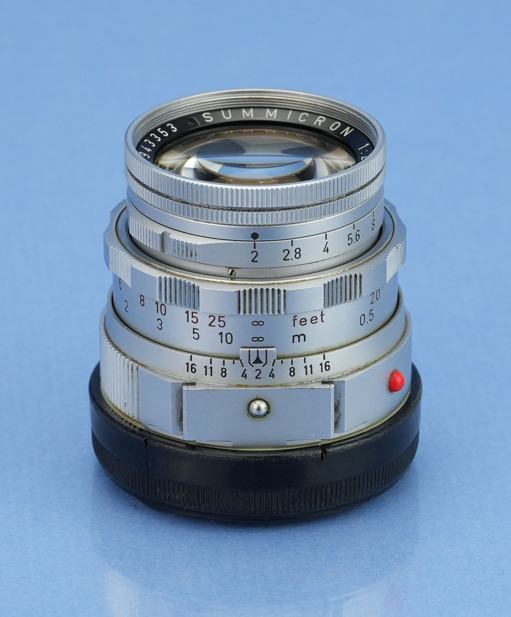 LEICA LEITZ 50MM SUMMICRON F2 LATER CHROME DUAL RANGE M LENS +EYES +CASE NICE!