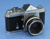 NIKON F APOLLO LATE # CHROME SLR CAMERA BODY +PENTA PRISM +50MM F2 NIKKOR-S LENS