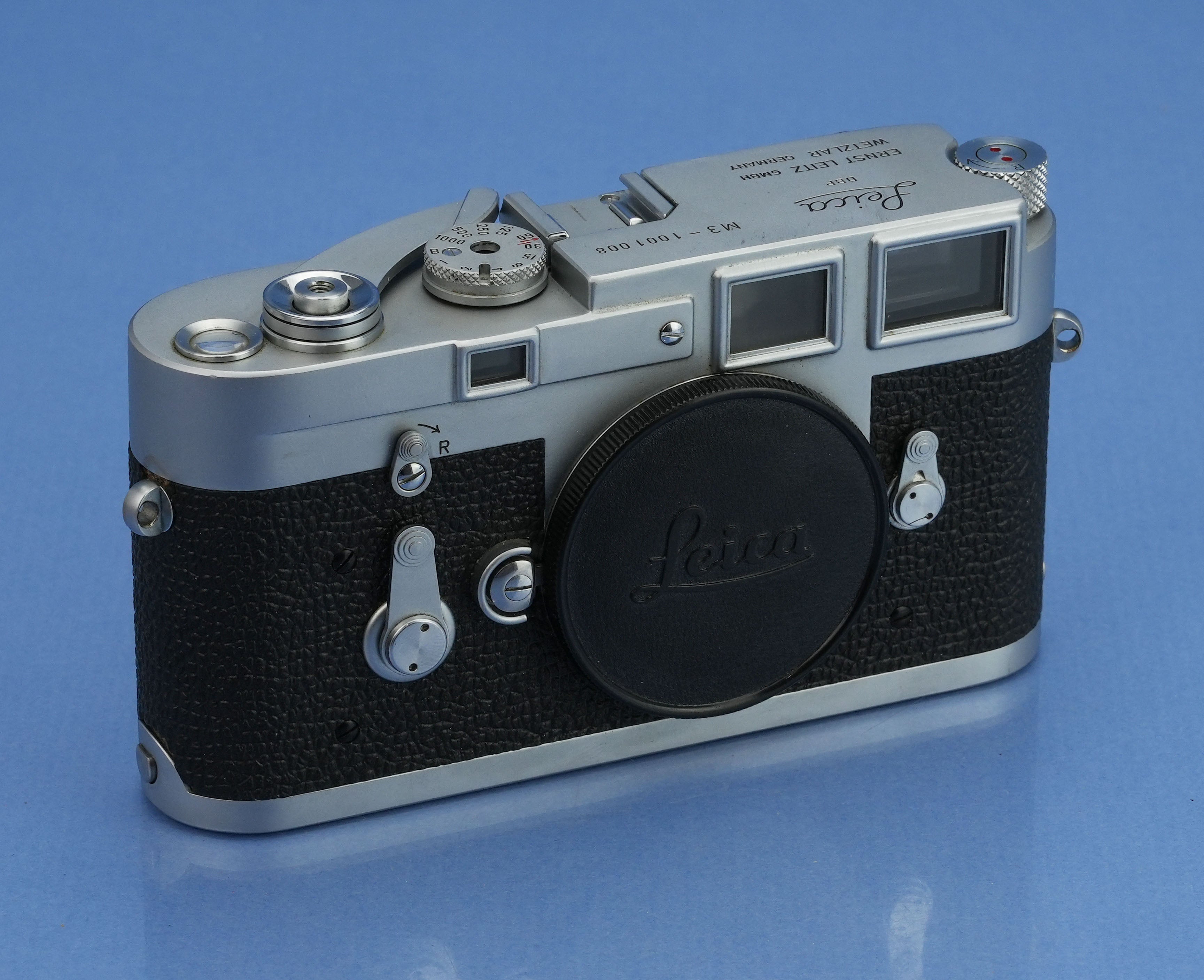 LEICA LEITZ M3 10150 IGEMO SS ENTFERNUNGSMESSERKAMERAGEHÄUSE #1001008 +KAPPE +BOX SCHÖN
