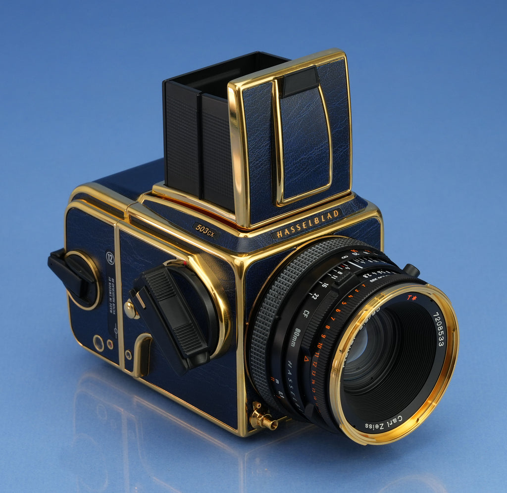 HASSELBLAD 503CX 50TH GOLD GOLDEN BLUE SUPREME CAMERA +80mm +A12 MINT NEW!