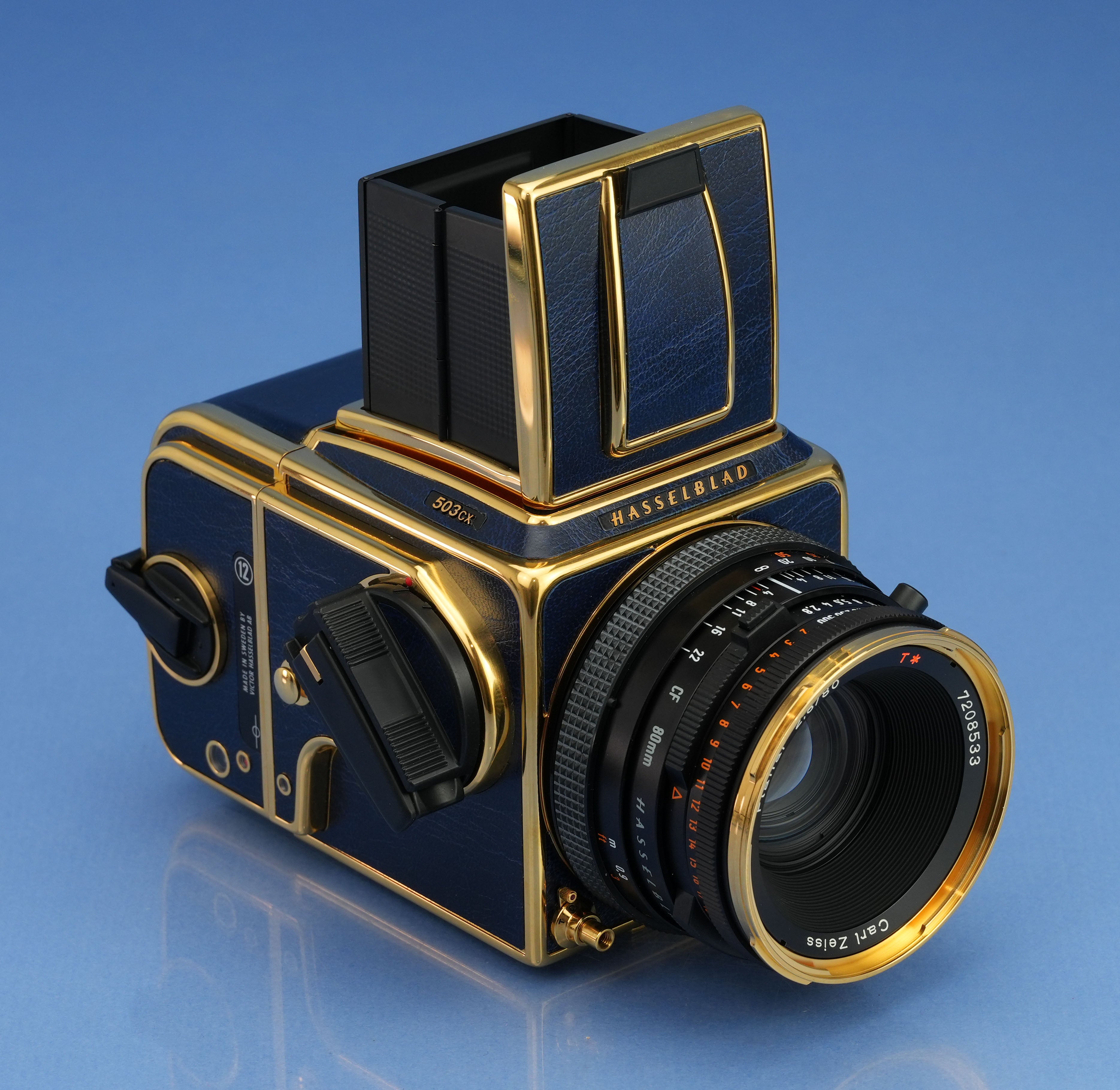HASSELBLAD 503CX 50TH GOLD GOLDEN BLUE SUPREME CAMERA +80mm +A12 MINT NEW!