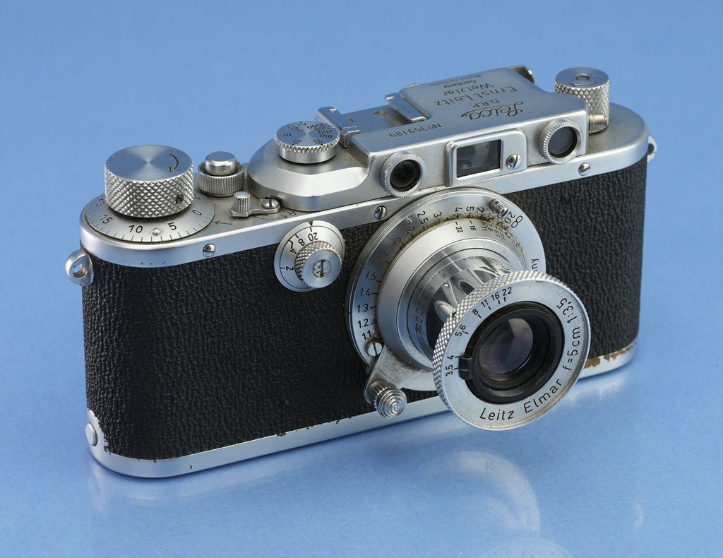 LEICA IIIA (MODEL G) MONTE EN SARRE SM CHROME CAMERA +50MM ELMAR F3.5 LENS RARE!