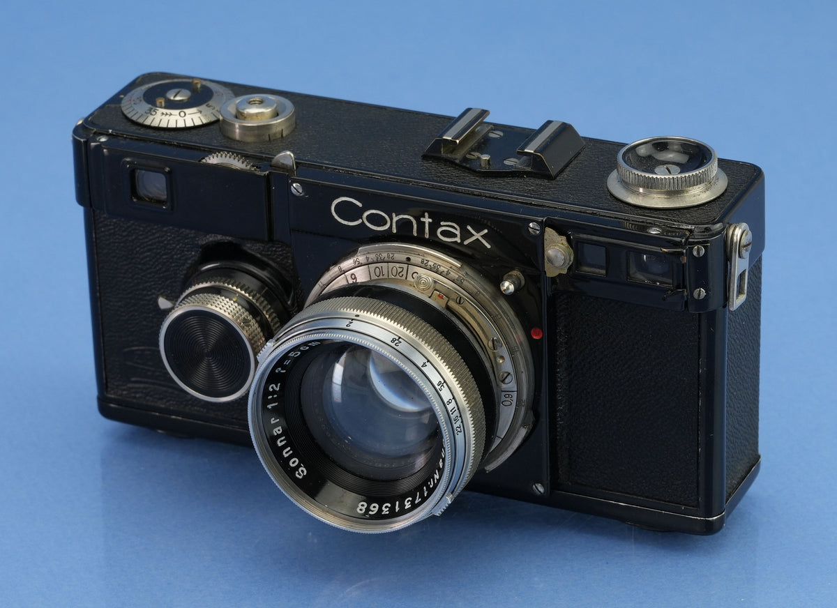 ZEISS CONTAX I FILM BLACK RANGEFINDER CAMERA +50MM SONNAR F2 LENS NICE
