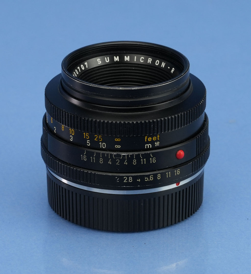 LEICA LEITZ SUMMICRON-R 50MM F2 1st VERSION 2CAM 11228 LENS +12564K SHADE