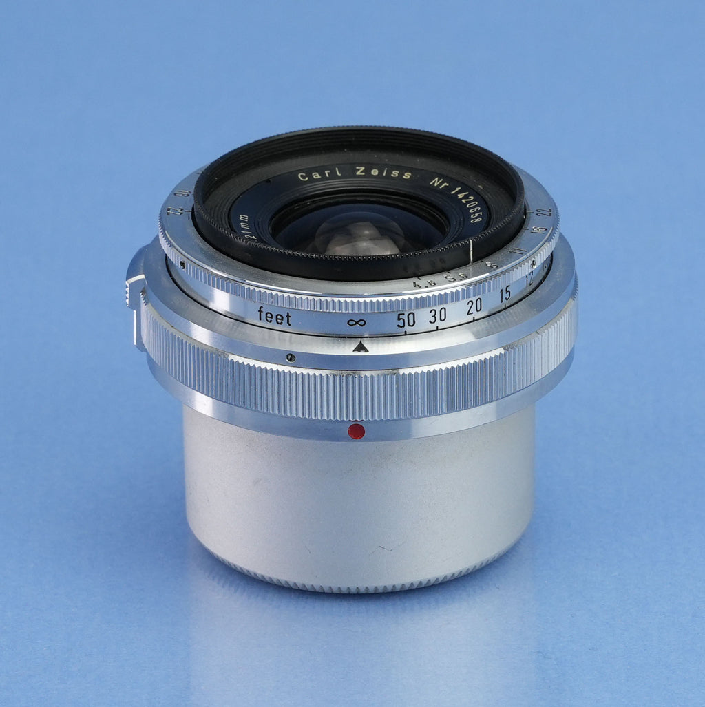 CONTAX CARL ZEISS BIOGON 21MM F4.5 ENTFERNEROBJEKTIV + DECKEL + SUCHER SEHR SCHÖN!