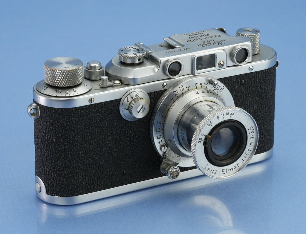 LEICA IIIA (MODEL G) SM CHROME SHARKSKIN CAMERA +50MM ELMAR F3.5 LENS +ORAKO