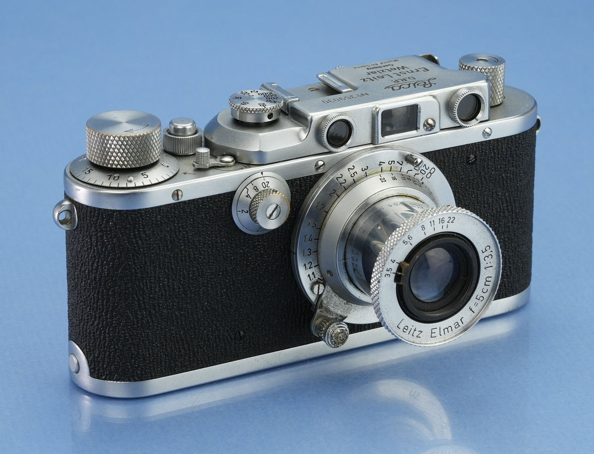 LEICA IIIA (MODEL G) SM CHROME SHARKSKIN CAMERA +50MM ELMAR F3.5 LENS +ORAKO