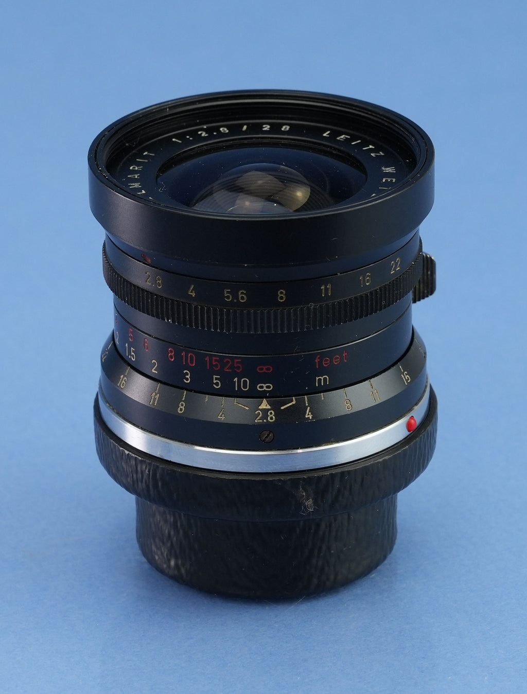 LEICA 28MM ELMARIT M F2.8 FRÜHE 1. AUSFÜHRUNG V 9 ELEMENTE SCHWARZ LACKIERT 11801 OBJEKTIV DEUTSCHLAND