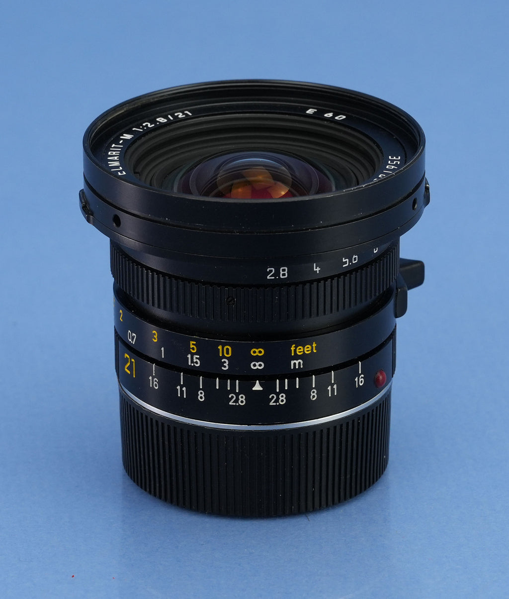 LEICA LEITZ 21MM ELMARIT-M F2.8 CLOSE FOCUS 11134 E60 M LENS +LATE +12543 SHADE