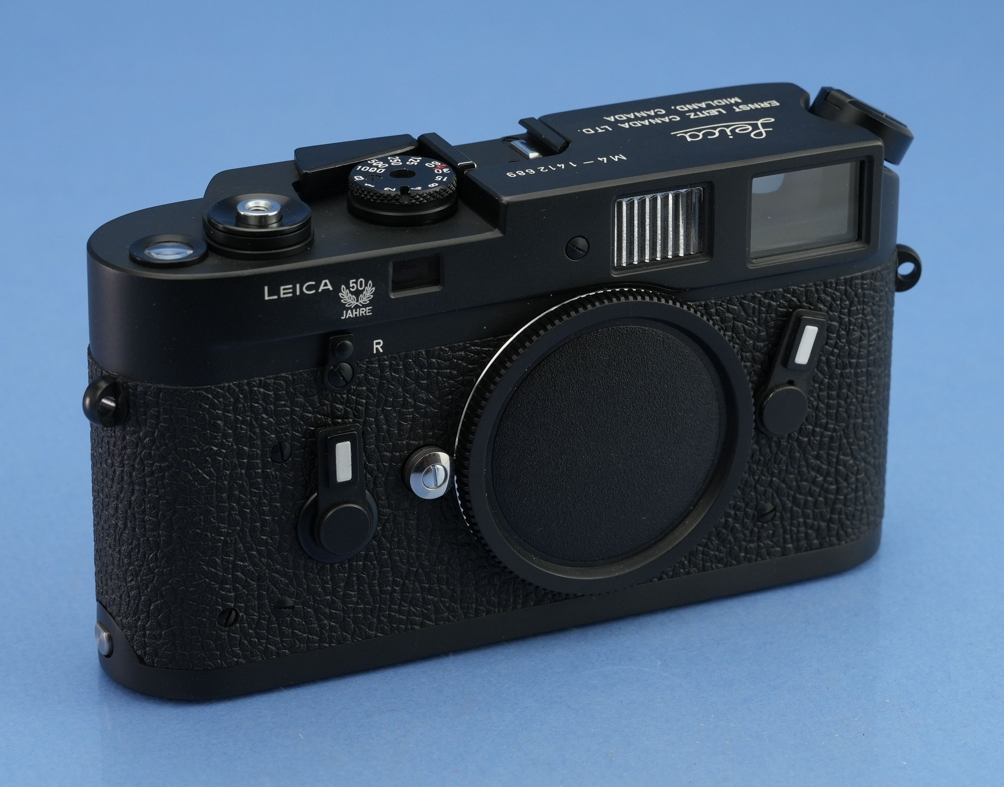 LEICA LEITZ M4 MIDLAND KANADA 50 JAHRE SCHWARZE KAMERA +BOX +PAPIERE C-SIEGEL MINT!