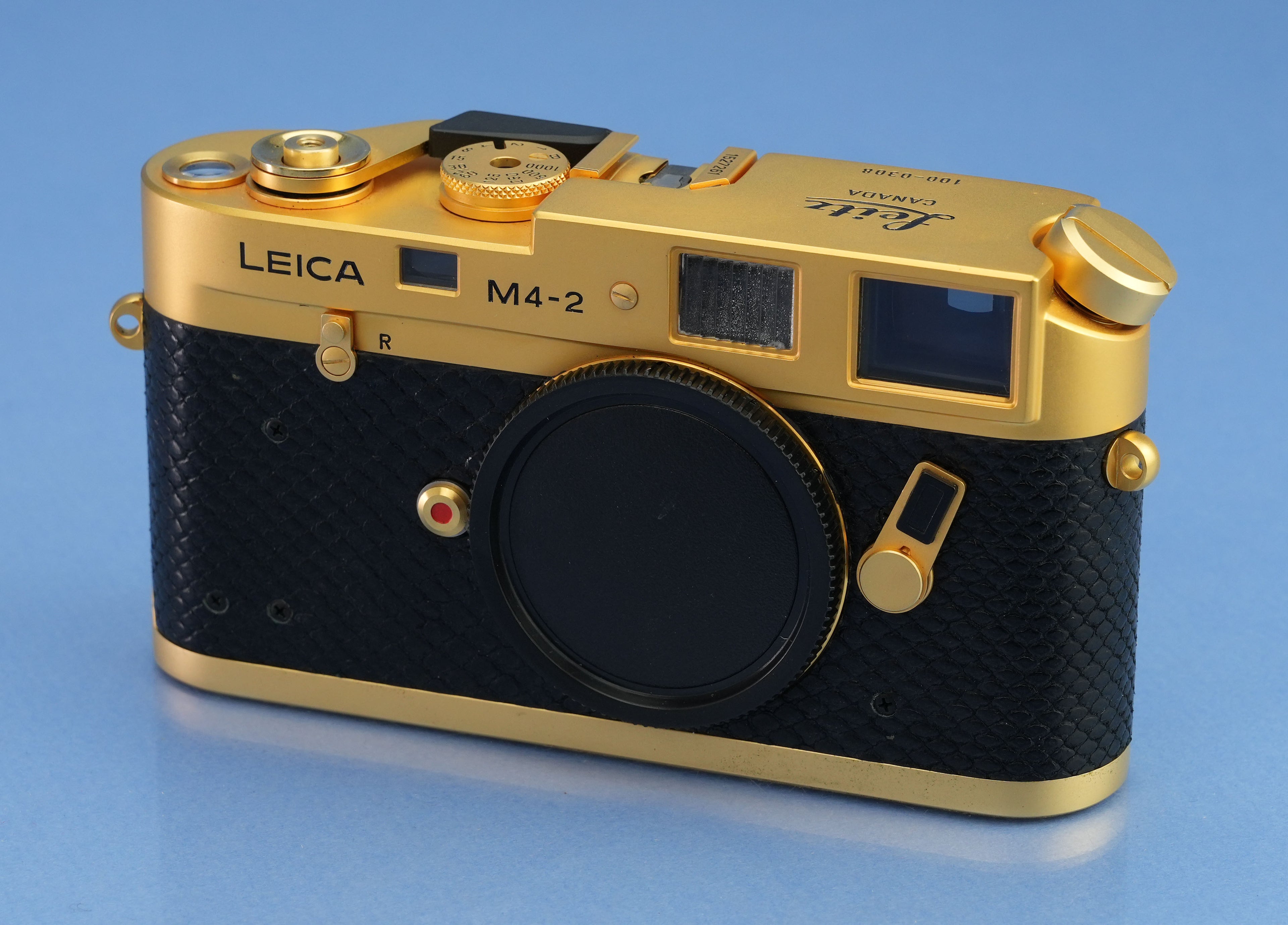 LEICA LEITZ M4-2 GOLD 100 JAHRE M 10420 ENTFERNUNGSMESSER-KAMERAGEHÄUSE + KAPPEN MINT
