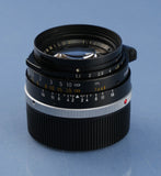LEICA LEITZ 35MM SUMMILUX-M F1.4 11870 LENS +12504 SHADE +BOX. RARE FOCUS LOCK!