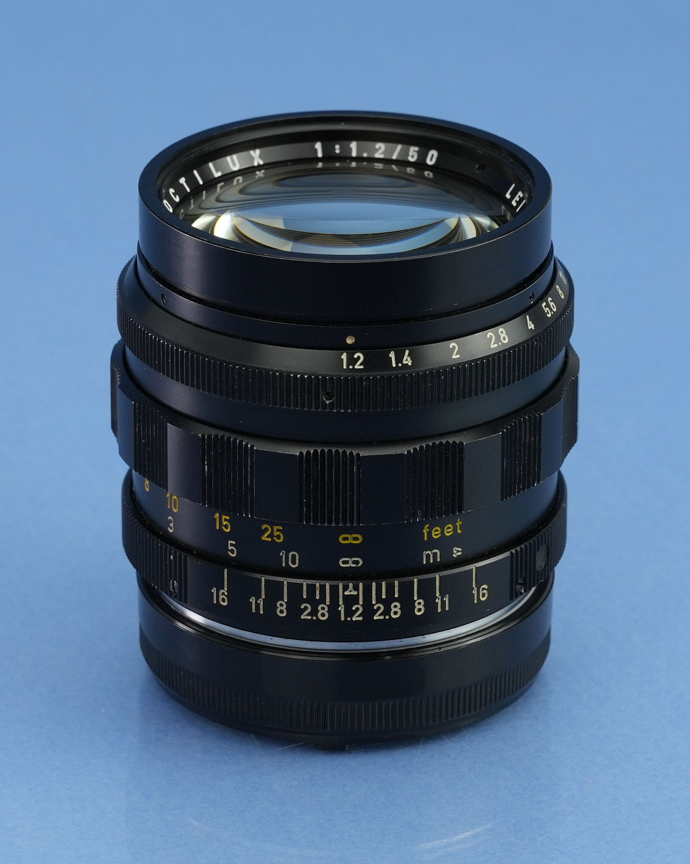 LEICA NOCTILUX 50MM F1.2 11820 OBJEKTIV + UMSPIEGEL, SELTENE ERSTE BANKE, FRÜHE AUSFÜHRUNG MIT DICKEM RAND