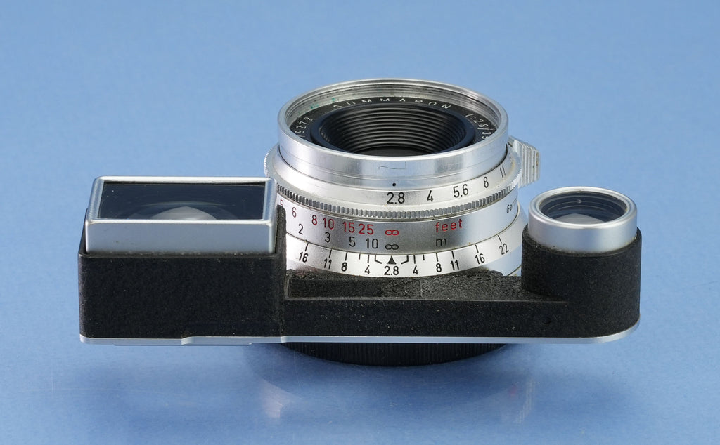 LEICA LEITZ 35MM SUMMARON F2.8 11106 SIMWO CHROME M3 LENS +EYES ATTACHMENT +BOX