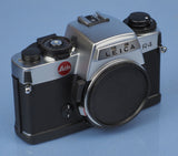 LEICA LEITZ R4 10041 CHROME SLR CAMERA BODY +PAPERS +CASE +STRAP CLEAN! NICE!