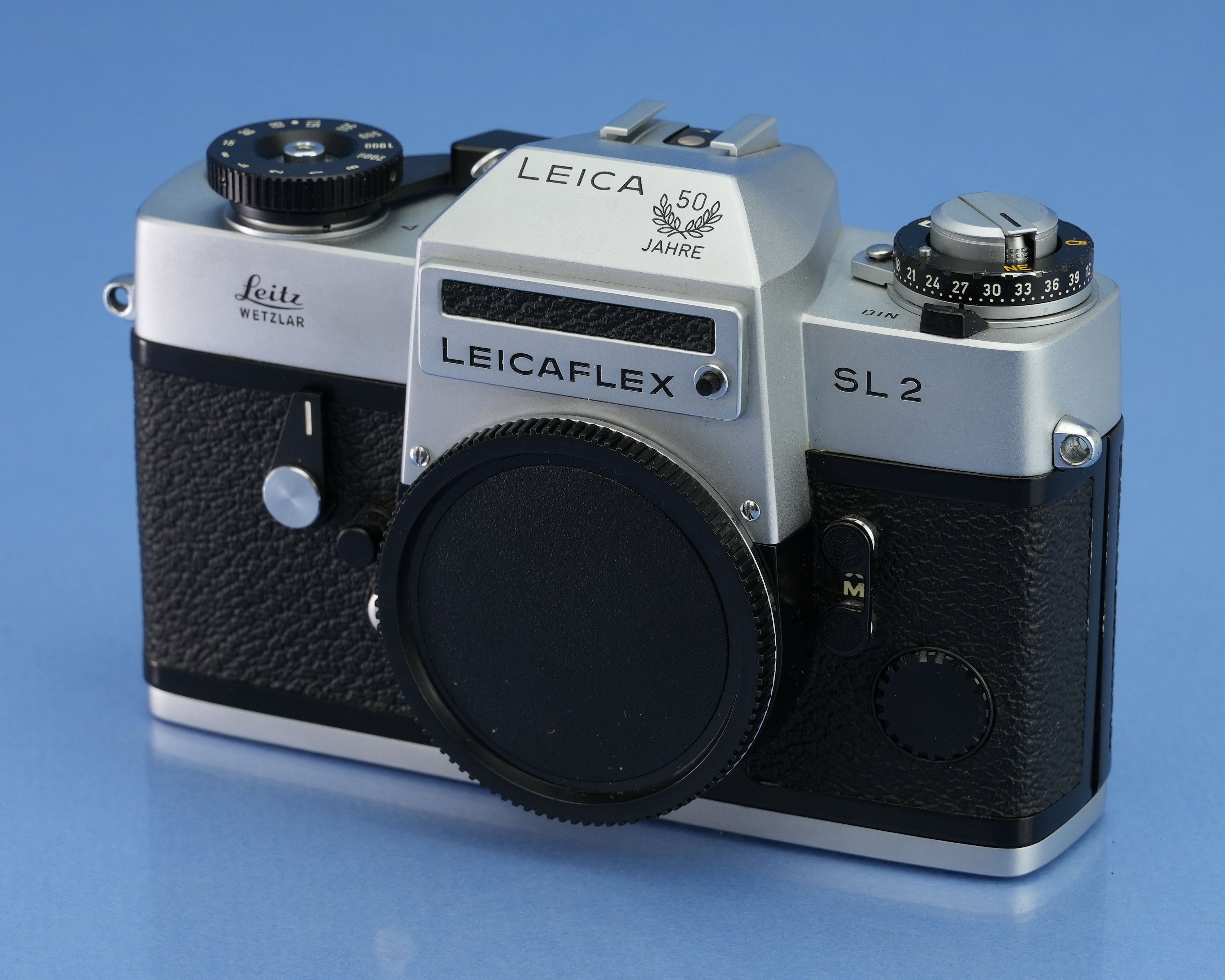 LEICA LEITZ LEICAFLEX SL2 SILVER CHROME 50 JAHRE CAMERA BODY 10022 WORKING METER