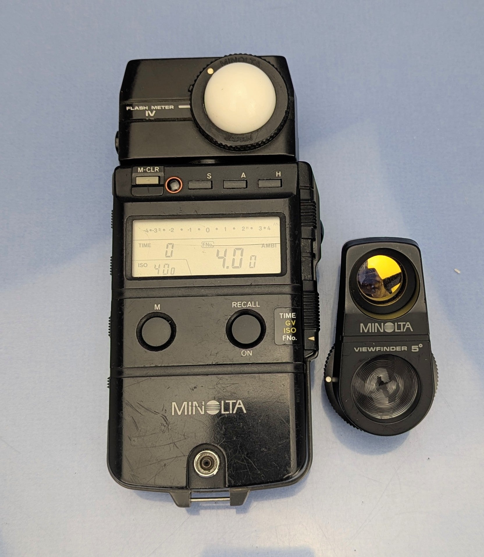 MINOLTA BLITZMESSGERÄT IV + VISIERVORGANG 5° + Etuis + TRAGETRAGEN