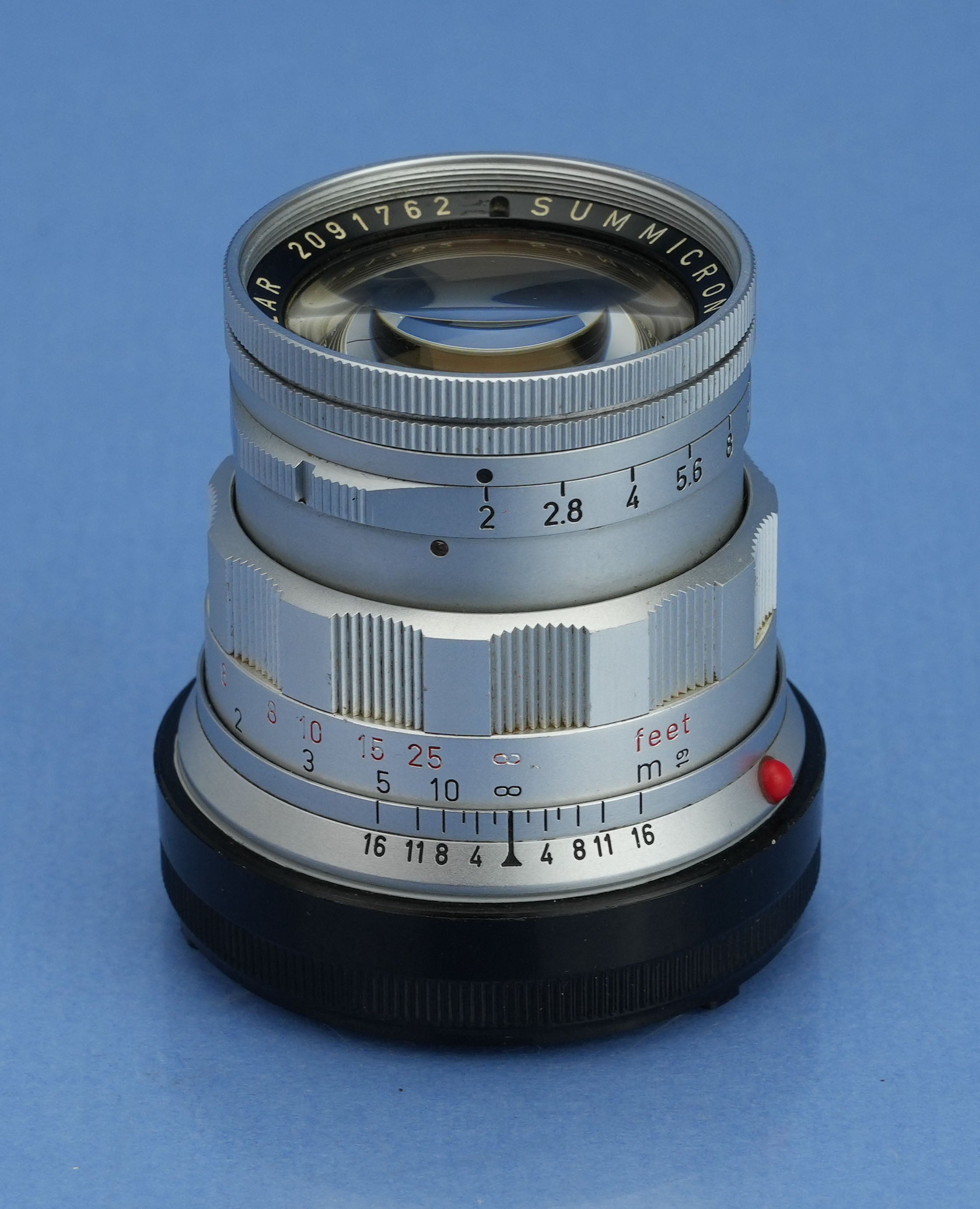 LEICA LEITZ 50MM SUMMICRON F2 11818 RIGID DUAL SCALE LENS LATE SERIAL # +CAPS
