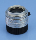 LEICA 35MM SUMMICRON-M F2 11882 ASPH SILVER CHROME M LENS +CAPS +SHADE +BOX