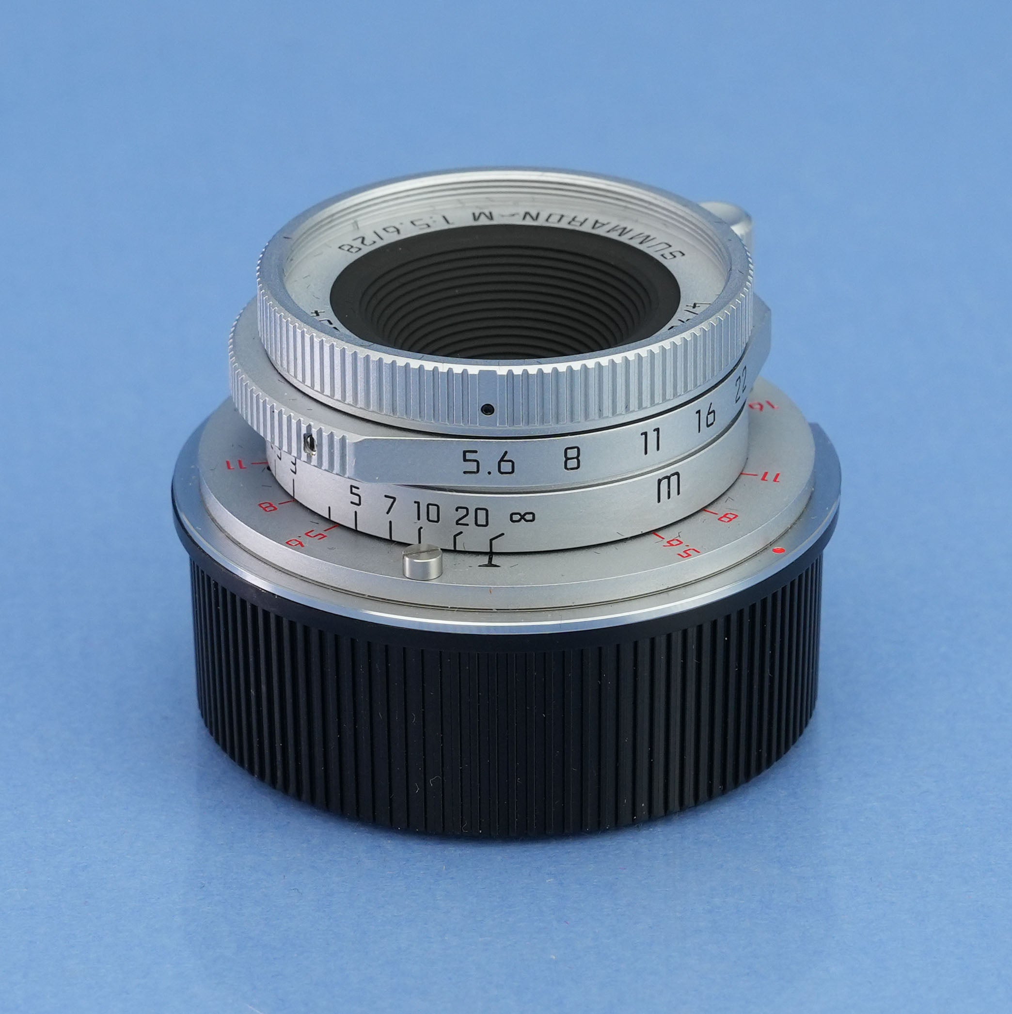 LEICA LEITZ 28MM SUMMARON-M F5.6 CHROME 11695 6BIT M LENS +CAPS +SHADE MINT!