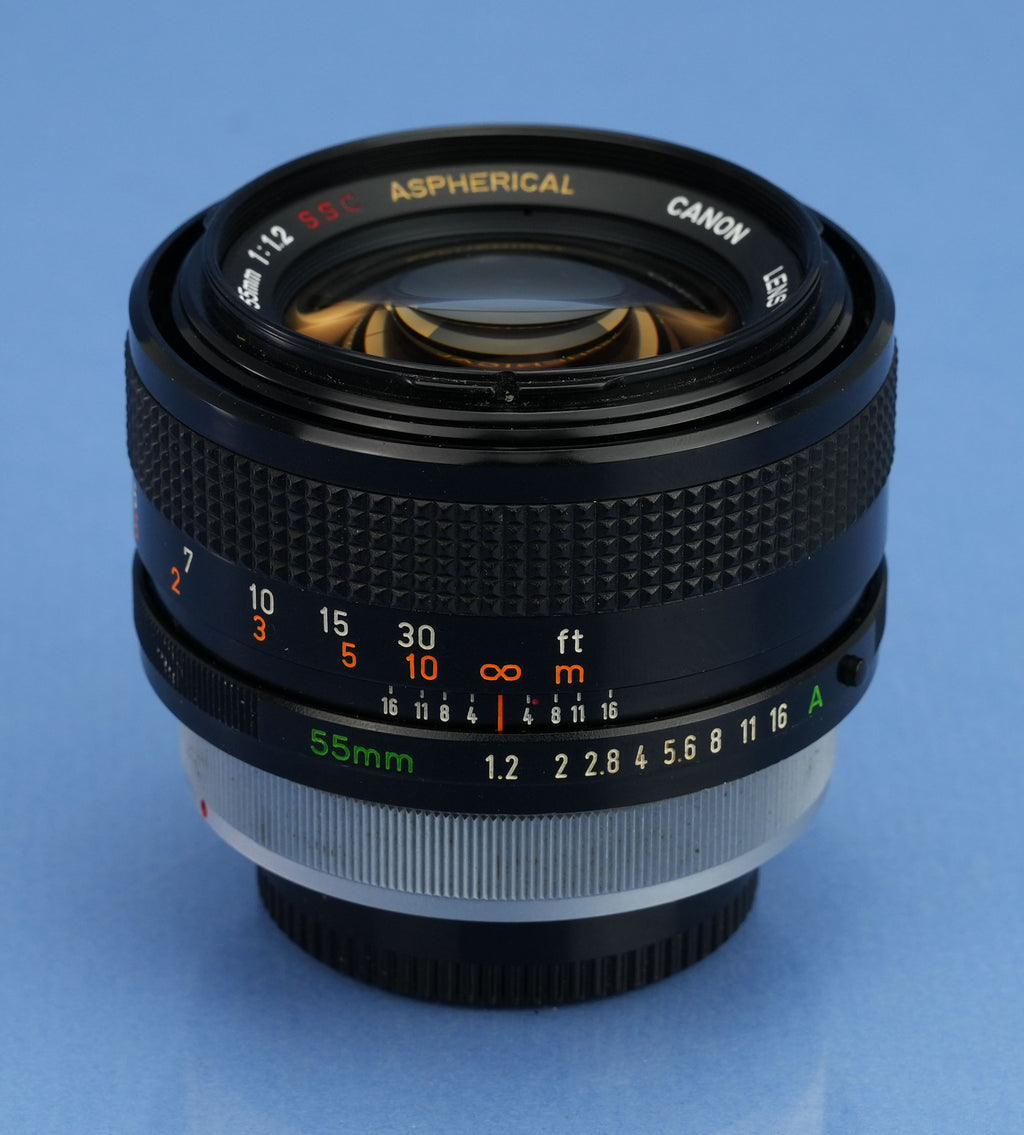 CANON 55MM F1.2 FD SSC ASPHERICAL ASPH SLR FD MOUNT OBJEKTIV + OBJEKTIVDECKEL + BS-58 GEGENBLENDE