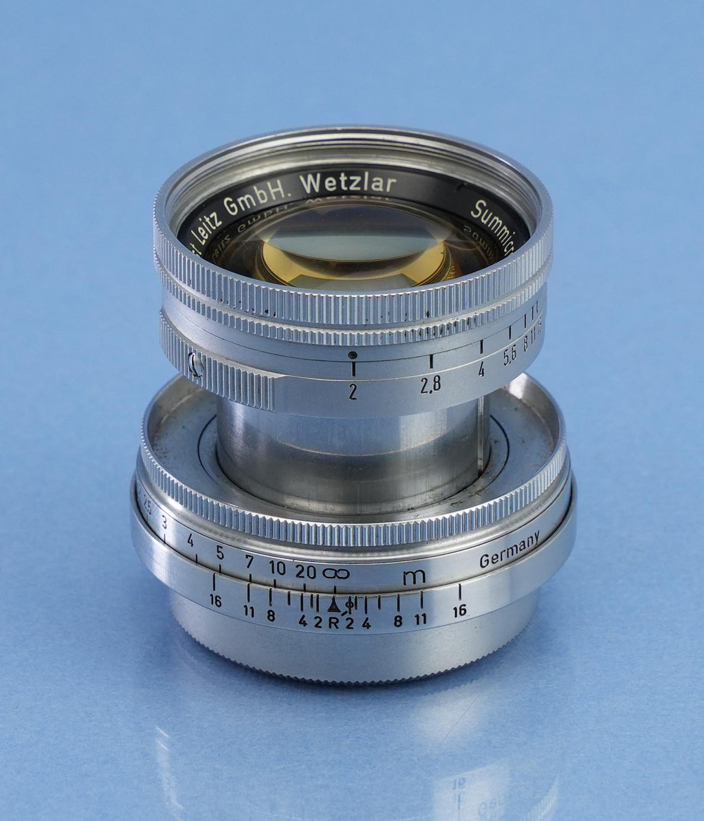 LEICA LEITZ 50MM SUMMICRON F2 YELLOW LANTHAR EARLY #920849 SOOIC LENS +EXTRAS