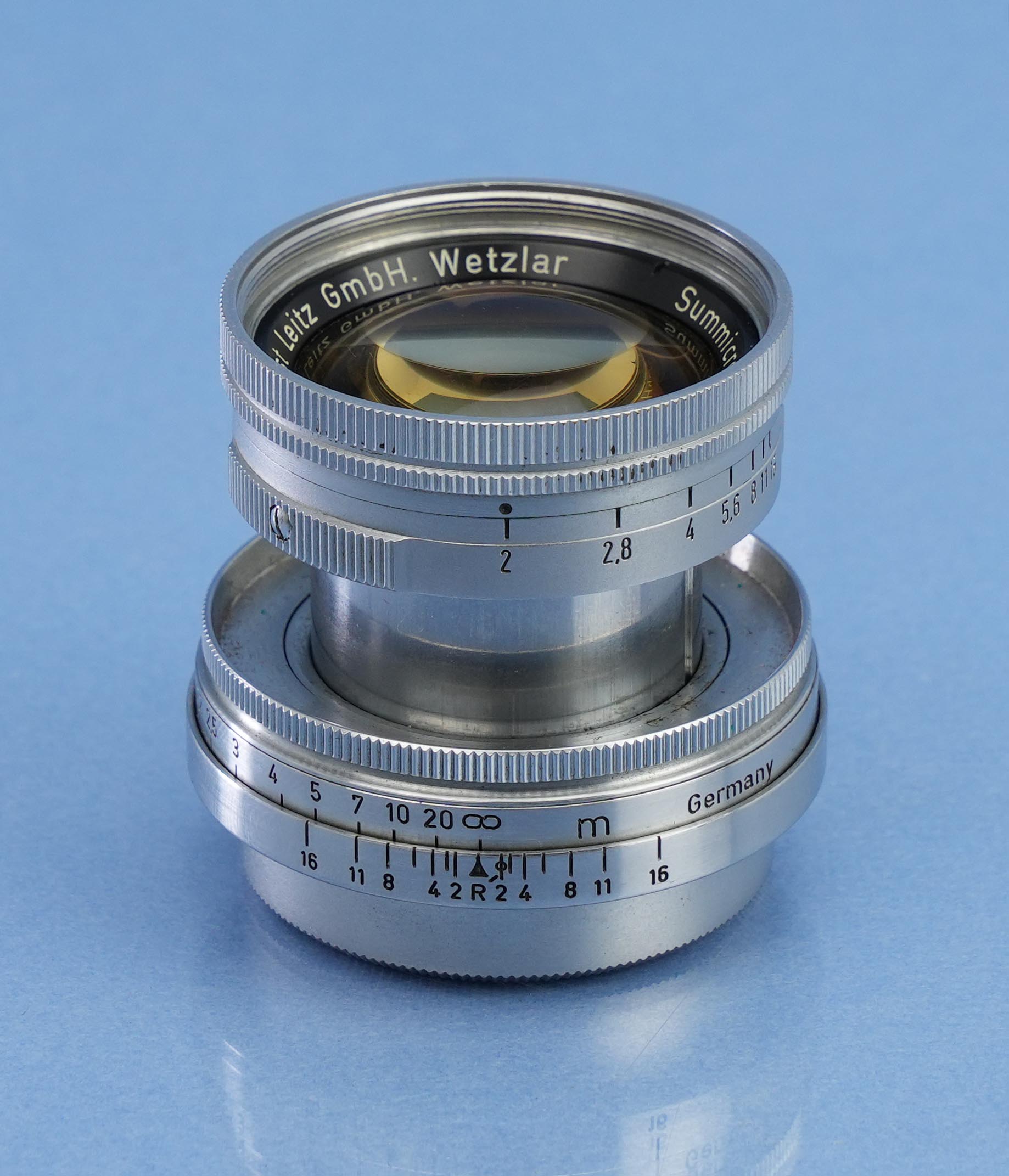 LEICA LEITZ 50MM SUMMICRON F2 YELLOW LANTHAR EARLY #920849 SOOIC LENS +EXTRAS