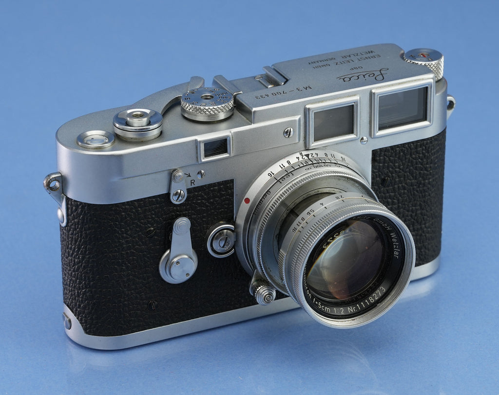 LEICA M3 EARLY CORNER CAMERA #700433 +50MM SUMMICRON F2 +BOX RARE +SPECIAL BACK