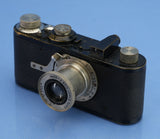 LEICA LEITZ I MODEL A BLACK PAINT CAMERA +50MM ELMAR LENS MUSHROOM BUTTON #10455