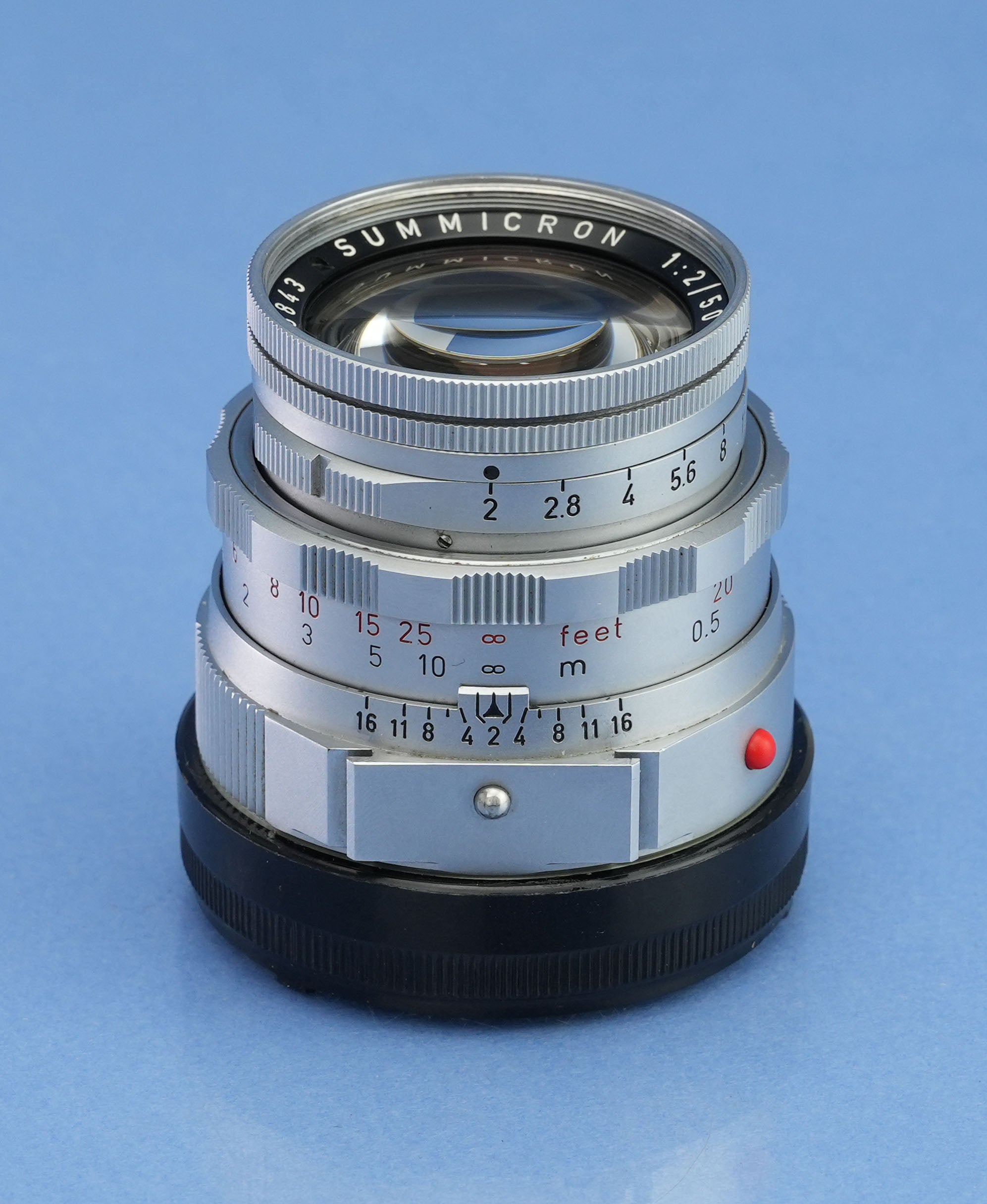 LEICA LEITZ 50MM SUMMICRON F2 CHROME DUAL RANGE M LENS 11918 SOMNI +EYES +CAPS