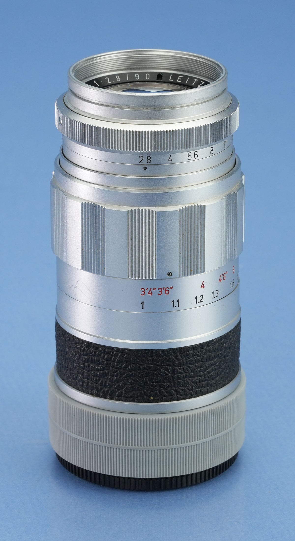 LEICA LEITZ 90MM ELMARIT F2.8 11029 CHROME LENS +CAPS +IUFOO SHADE. NICE!