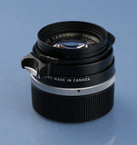 LEICA LEITZ 35MM SUMMILUX-M F1.4 11870 LENS +12504 SHADE +BOX. RARE FOCUS LOCK!