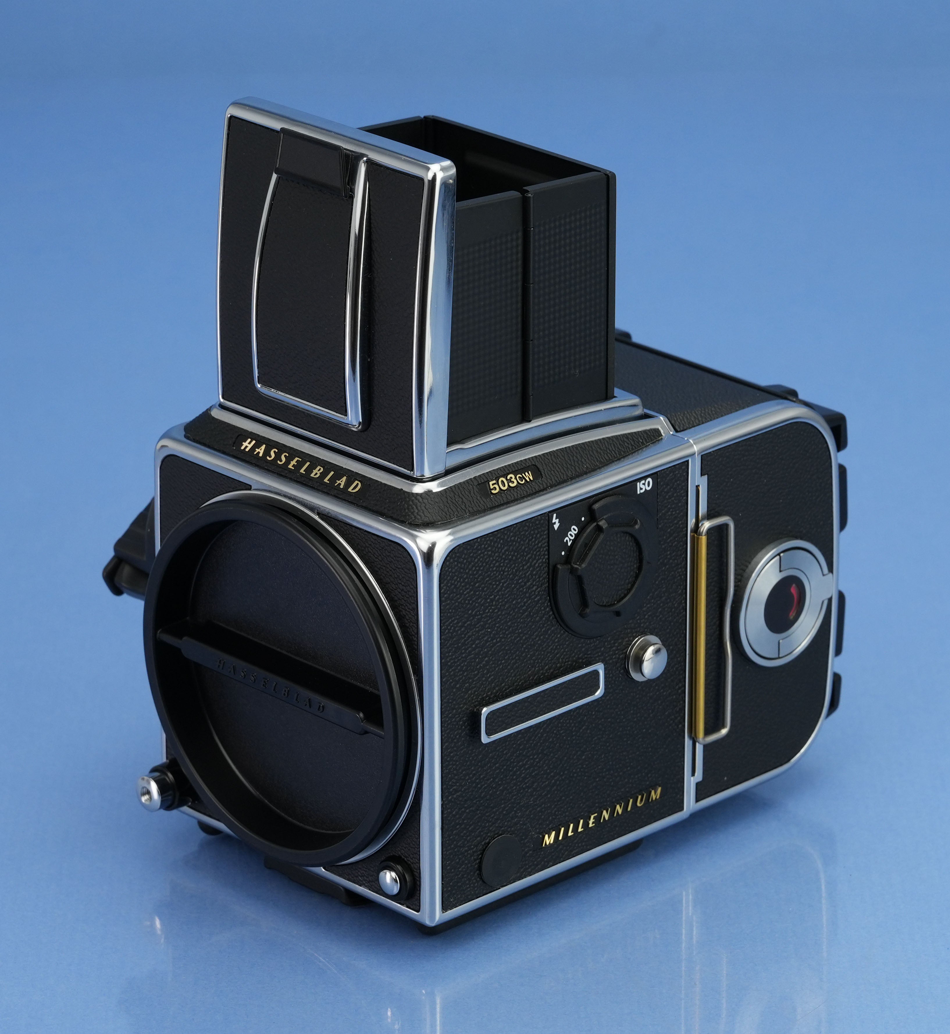 HASSELBLAD 503CW MILLENNUM GOLD TRIM KAMERA + A12 RÜCKSEITE + BOX + HELLSEITE, NEUWERTIG