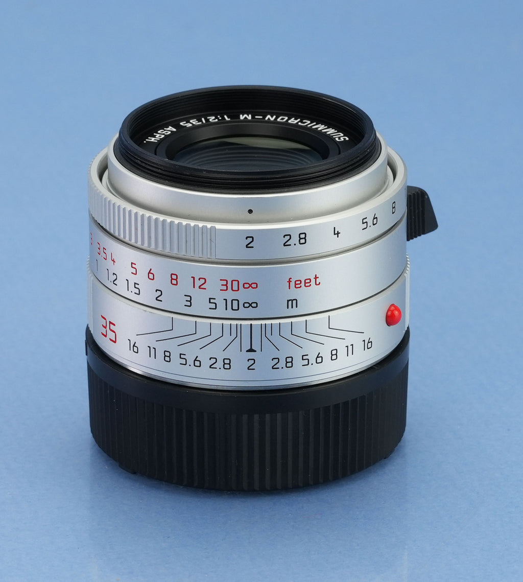 LEICA LEITZ 35MM SUMMICRON-M F2 ASPH VERSION II 11674 SILVER CHROME M LENS +BOX
