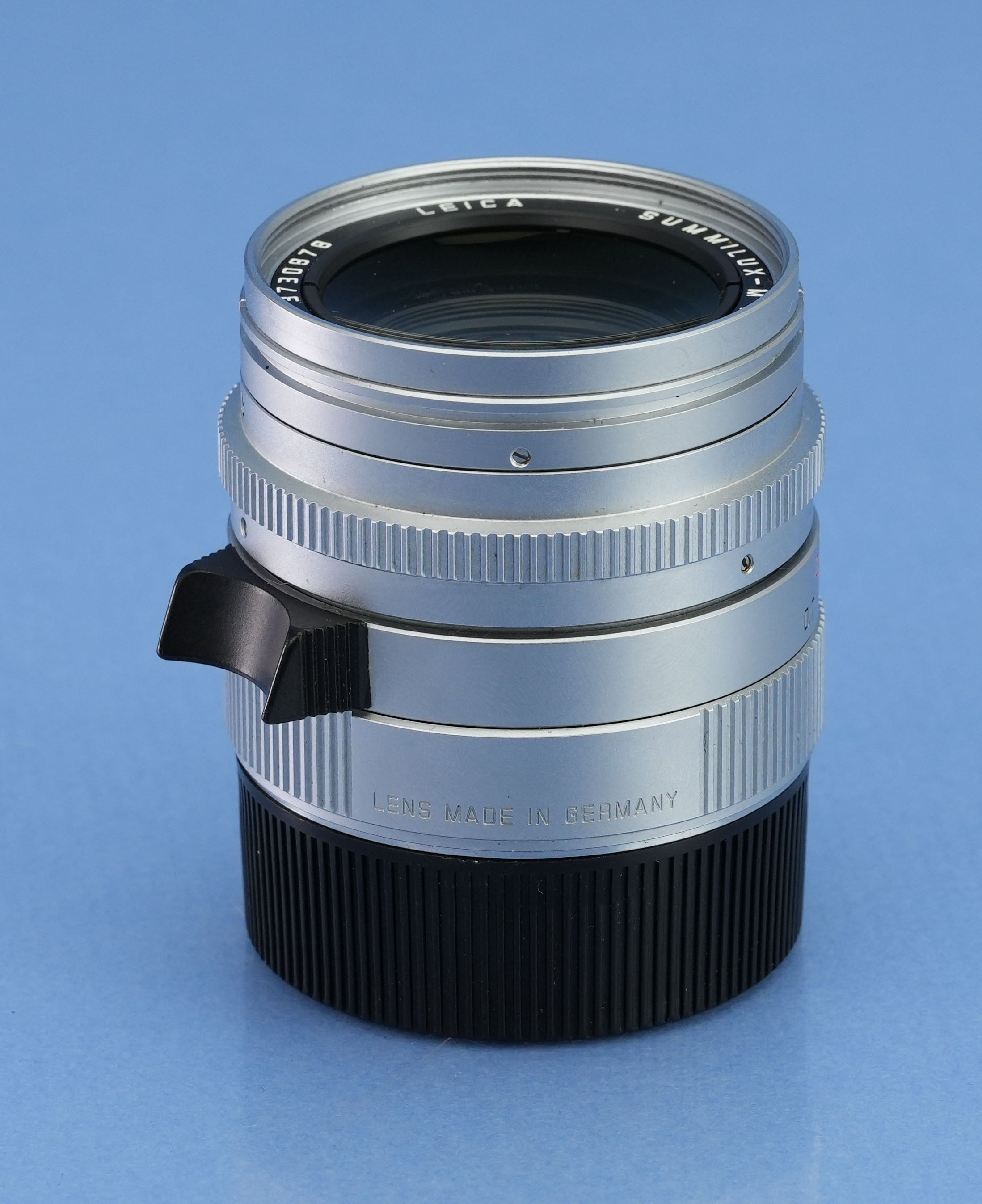 LEICA LEITZ 35MM SUMMILUX-M F1.4 ASPH SILVER CHROME BRASS BODY 11883 LENS +SHADE