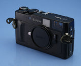 KONICA HEXAR RF BLACK RANGEFINDER CAMERA OUTFIT +50MM F2 LENS +BOX +FLASH +BOX!