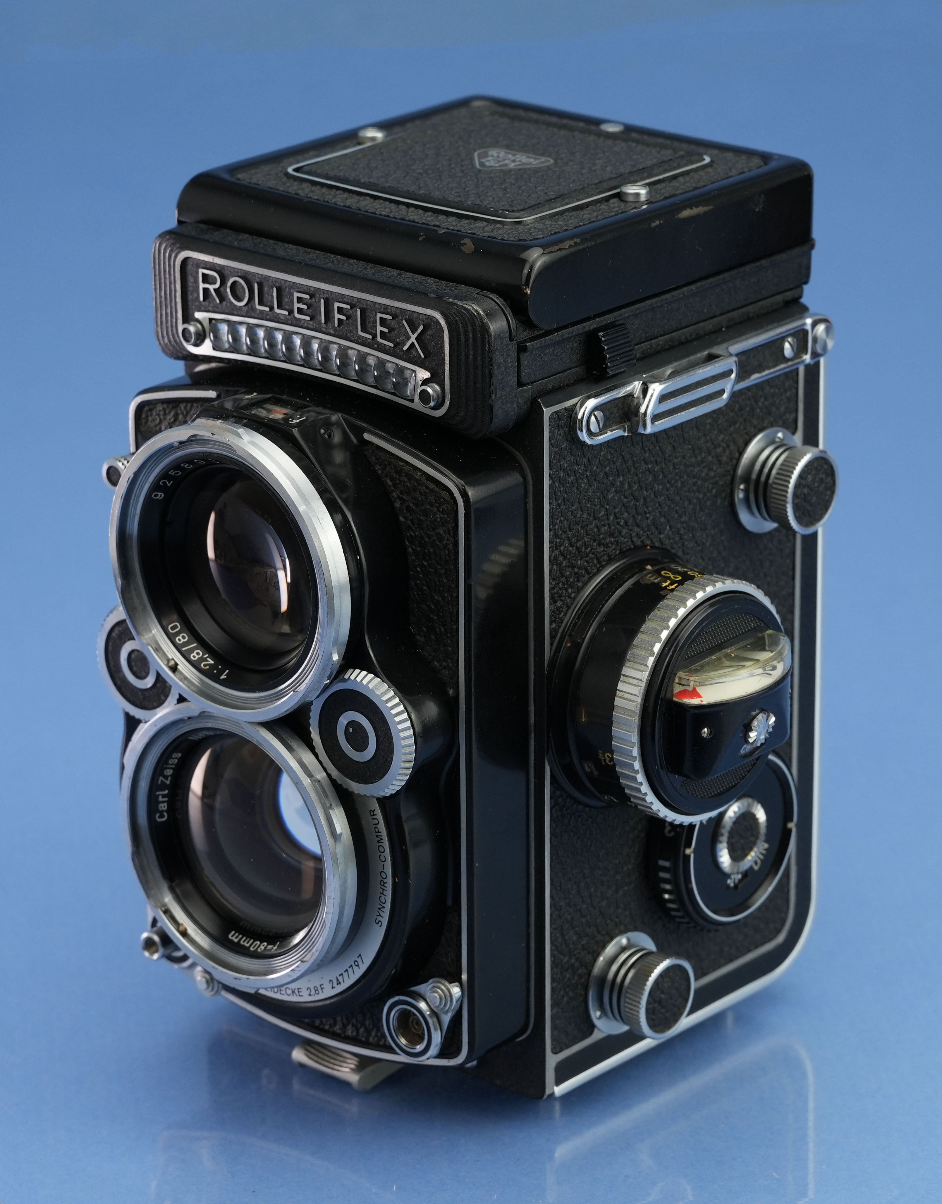 ROLLEI ROLLEIFLEX 2.8F 12/24 WHITE FACE PLANAR 80MM TLR CAMERA +CAP +CASE NICE!