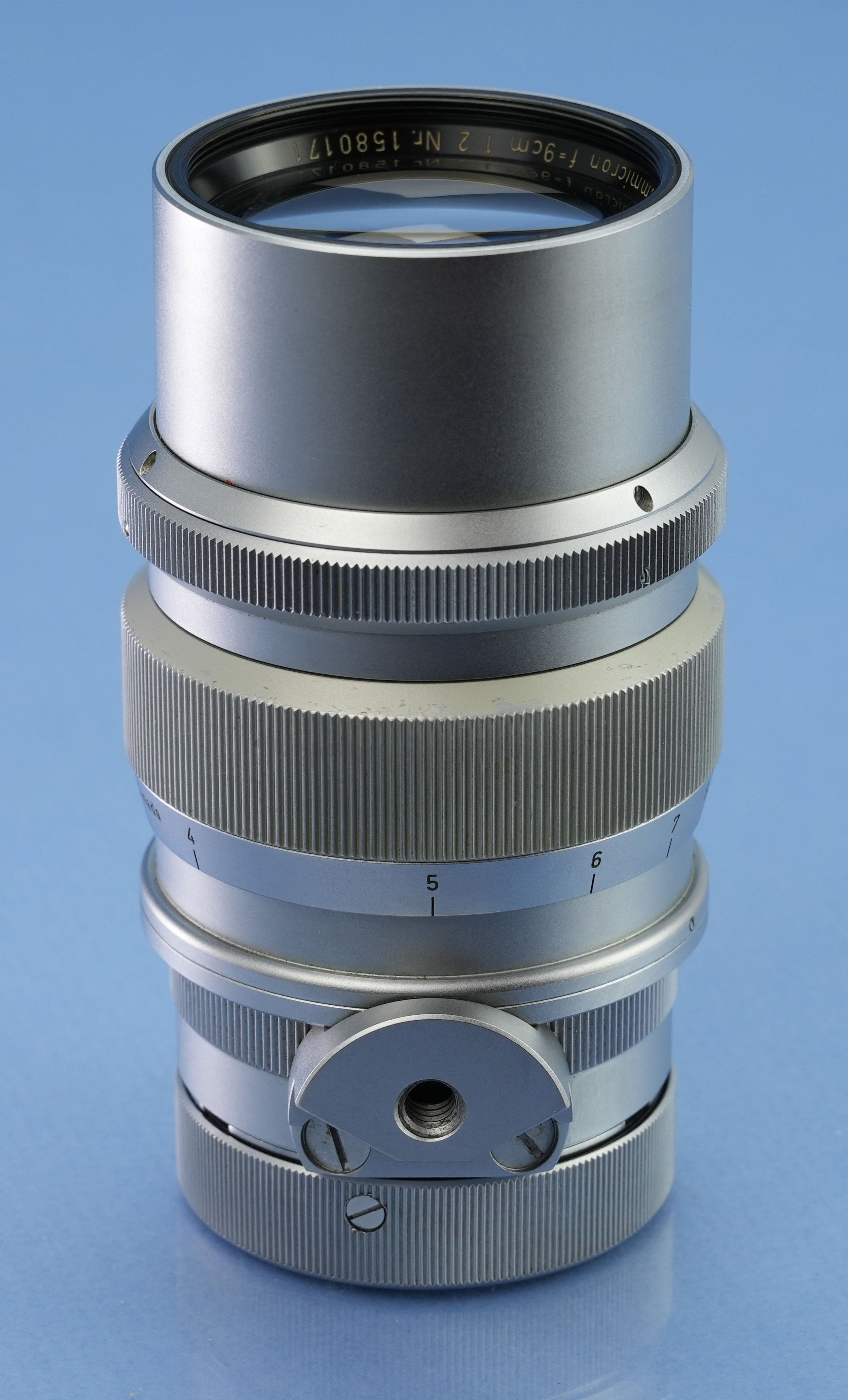 LEICA LEITZ 90MM SUMMICRON F2 MIDLAND ELCAN 1ST V SOOZI-M OBJEKTIV + UMGESICHTSHÜLLE + DECKEL SELTEN