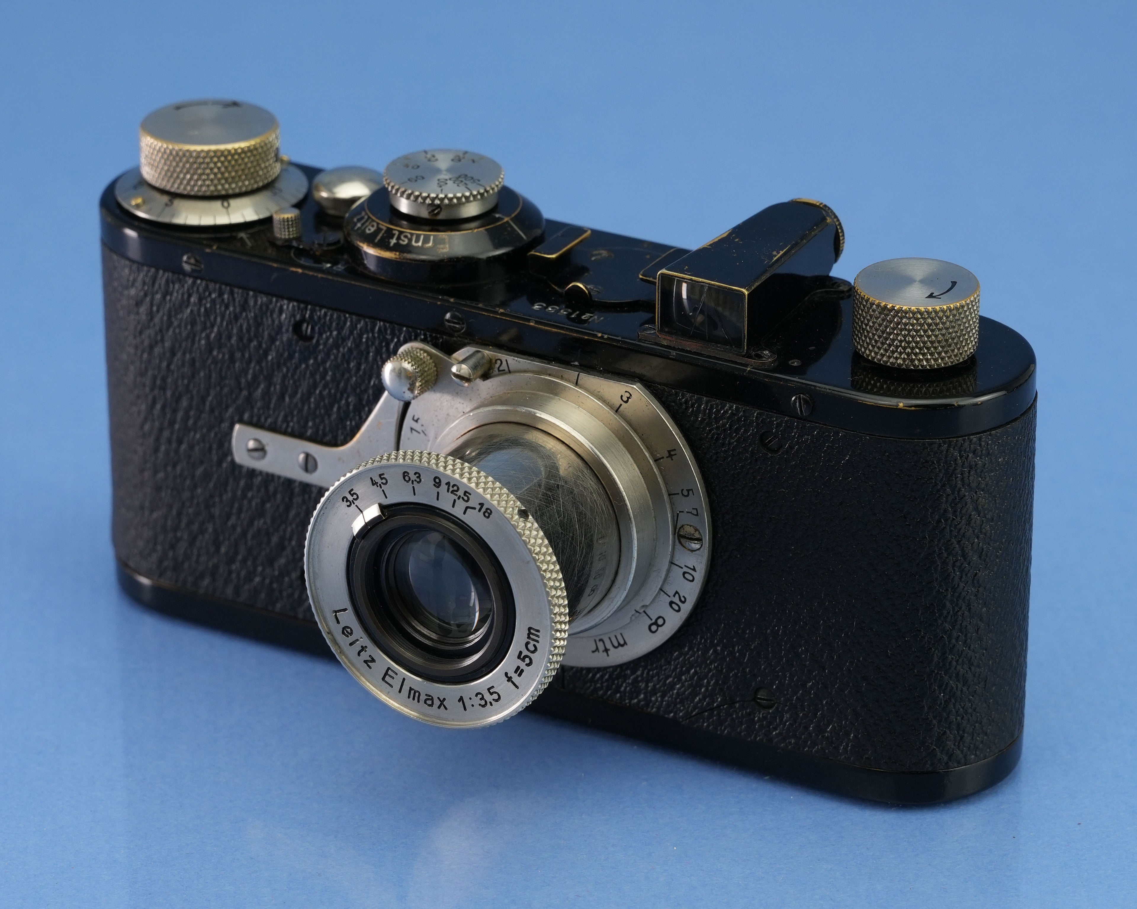 LEICA I MODEL A ELMAX 50MM F3.5 BLACK PAINT HOCKEY STICK CAMERA #1383 +CAP RARE