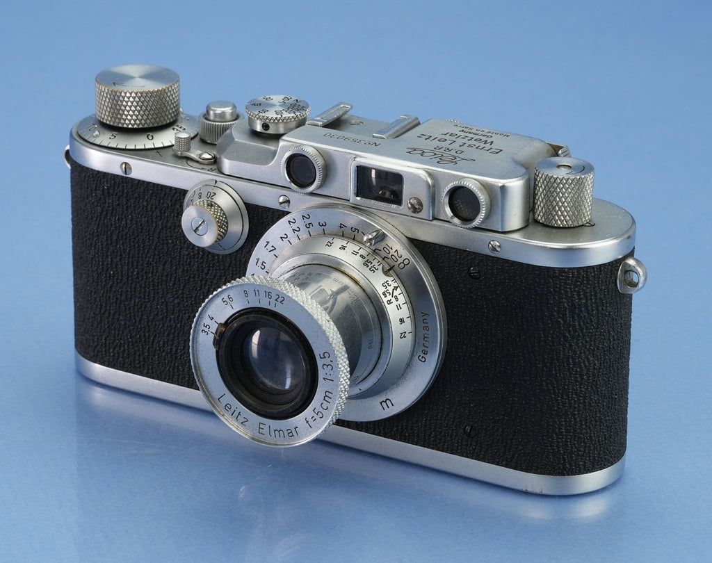 LEICA IIIA (MODEL G) SM CHROME SHARKSKIN CAMERA +50MM ELMAR F3.5 LENS +ORAKO