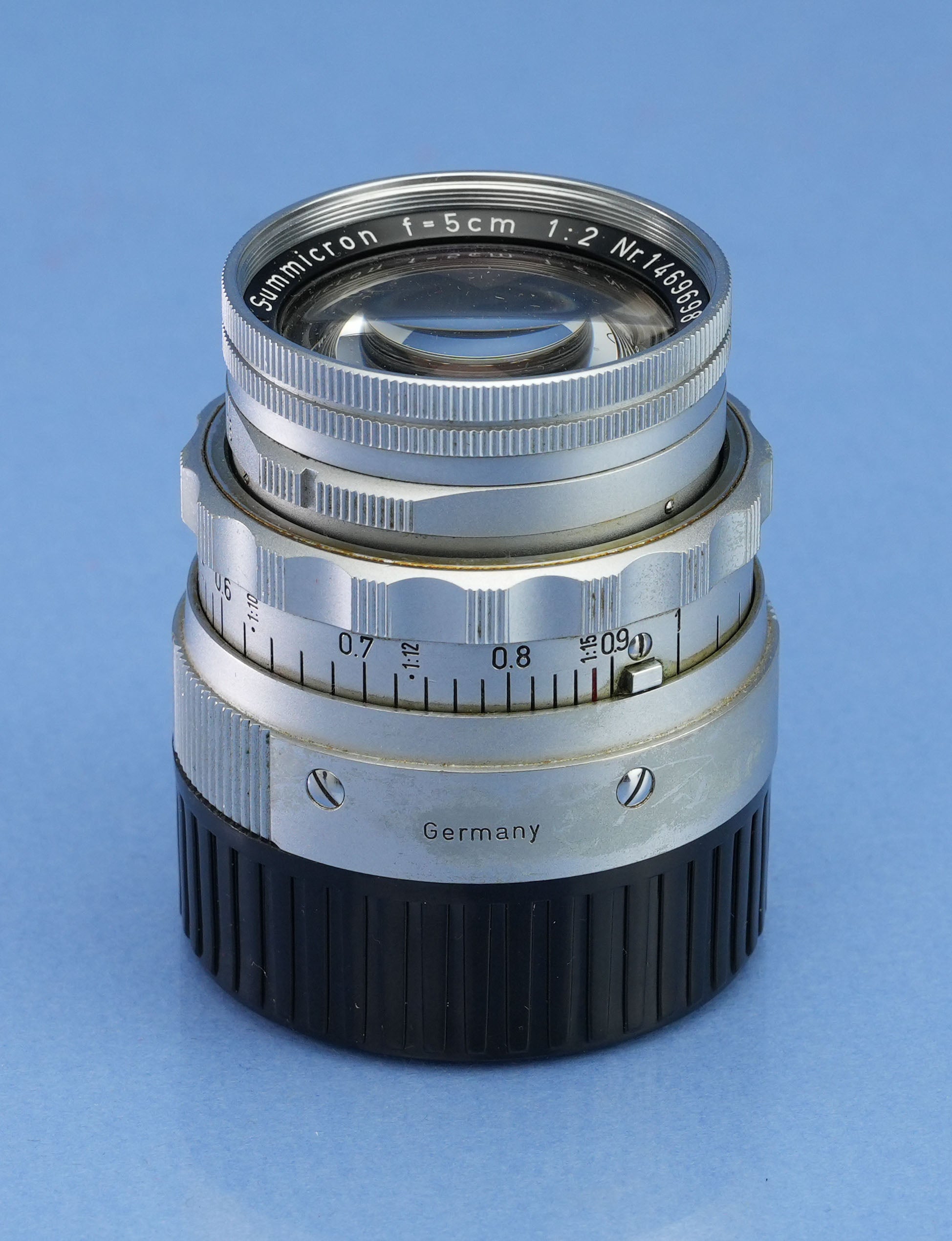 LEICA LEITZ 50MM SUMMICRON F2 CHROME DUAL RANGE M LENS 11918 SOMNI +SHADE +CAPS