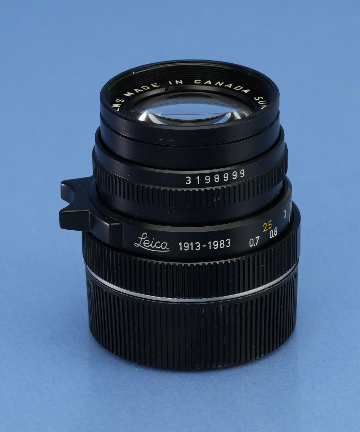 LEICA 50MM SUMMICRON-M F2 70 JAHRE 1913-1983 11819 LENS +BOX +SHADE RARE