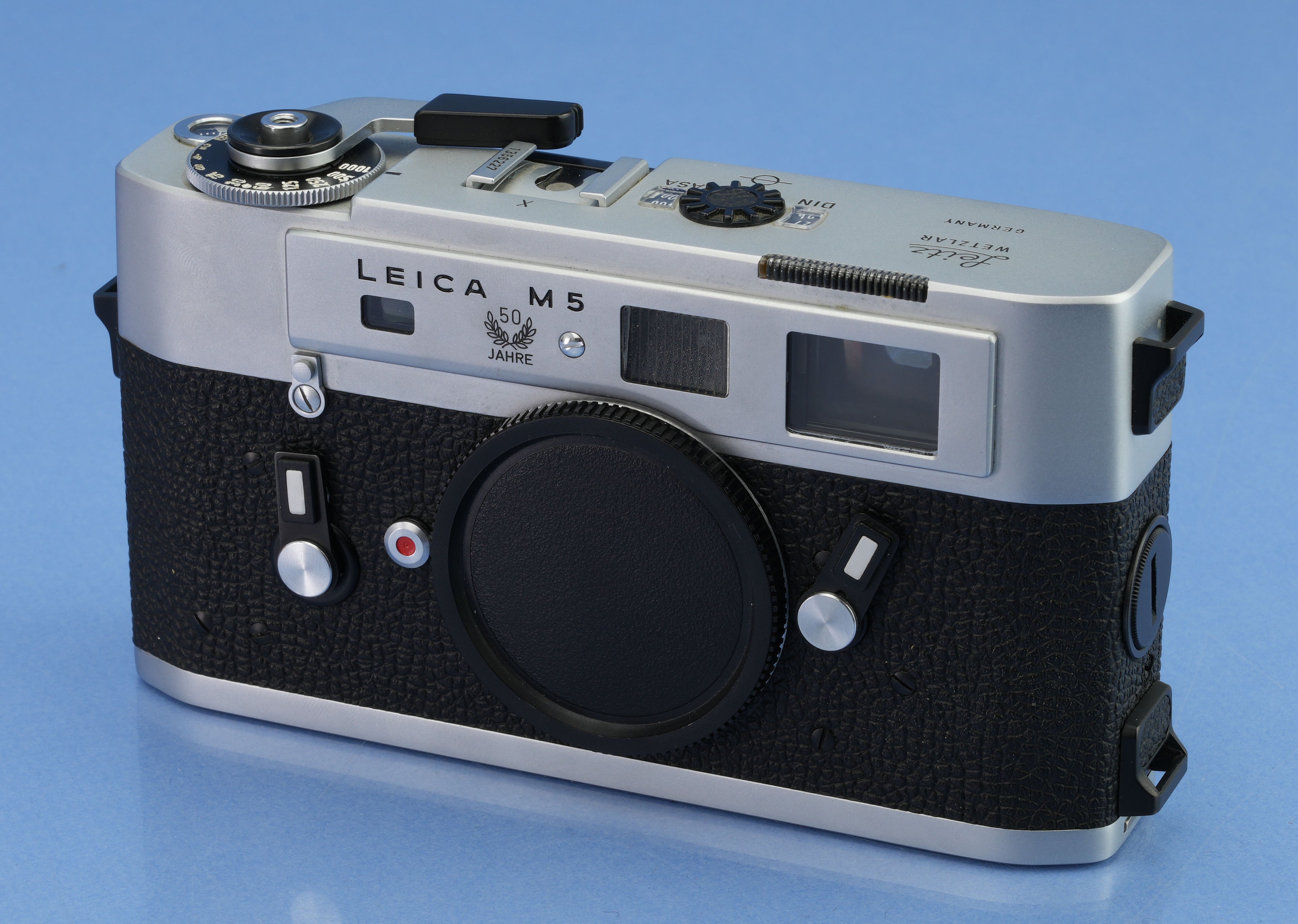 LEICA M5 3 LUG SILBER CHROME 50 JAHRE ENTFERNUNGSMESSERKAMERAGEHÄUSE 10501 +BOX +KAPPE