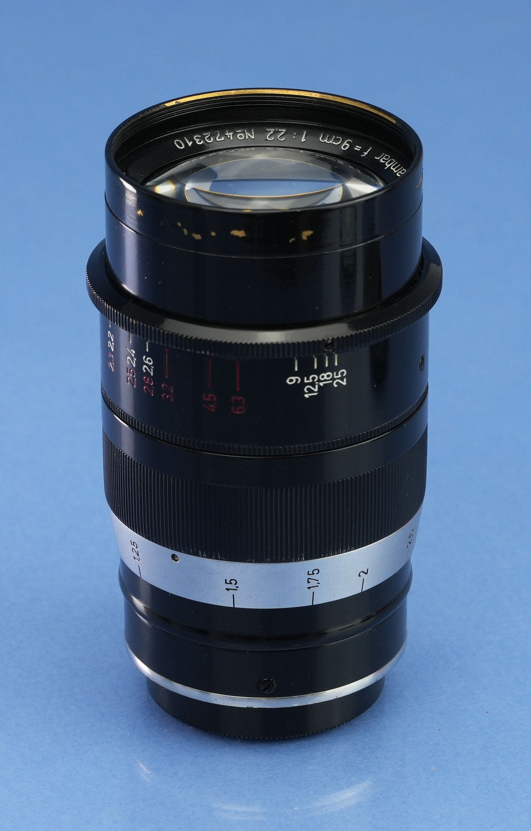 LEICA LEITZ 90MM THAMBAR F2.2 BLACK PAINT LENS +CENTER FILTER +HOOD +CAPS +BOX