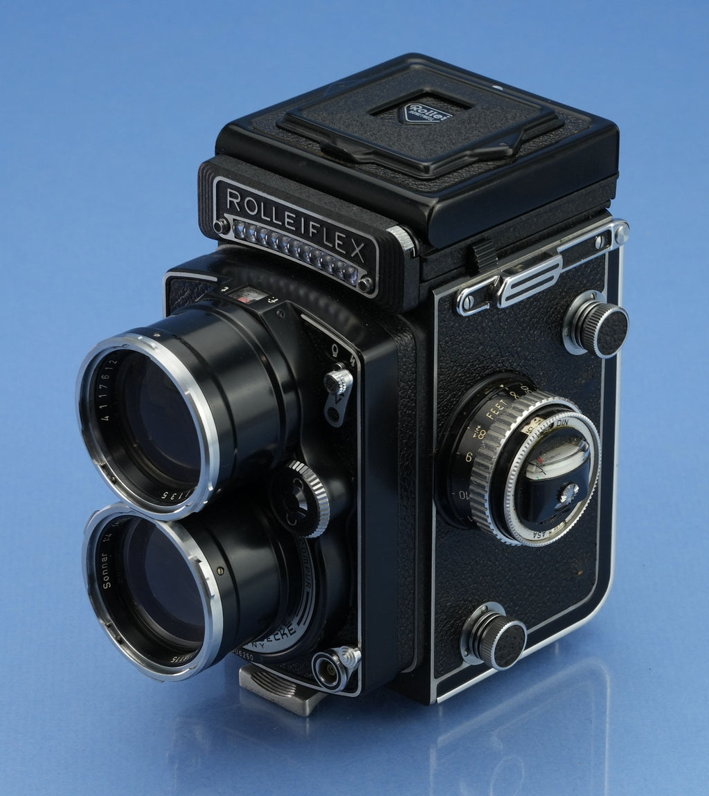 ROLLEI TELE ROLLEIFLEX 135MM SONNAR F4 TLR CAMERA +CASE +CAPS +METER VERY PRETTY