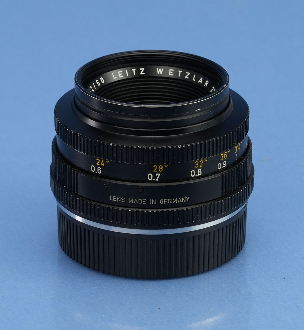 LEICA LEITZ SUMMICRON-R 50MM F2 1st VERSION 2CAM 11228 LENS +12564K SHADE