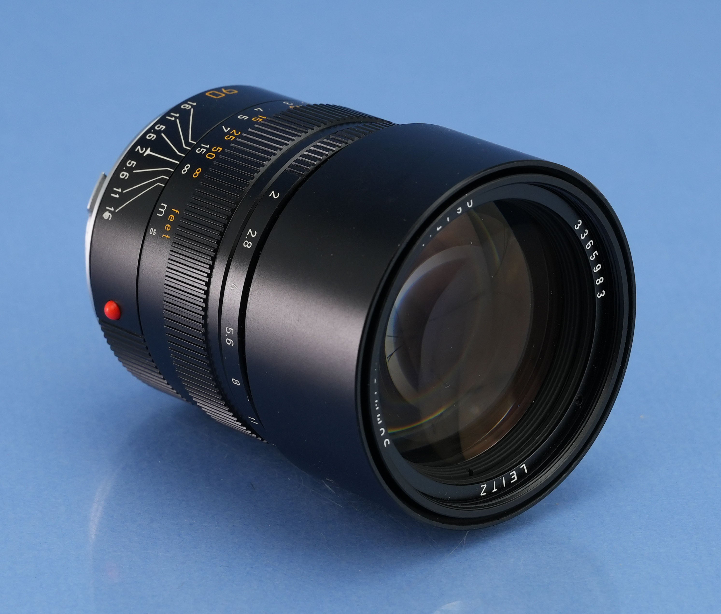LEICA LEITZ 90MM SUMMICRON-M F2 11136 PRE APO ASPH BLACK CANADA E55 LENS NICE!